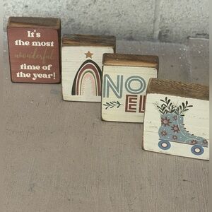 Decorative Wooden Holiday Christmas gift Block with Different Designs